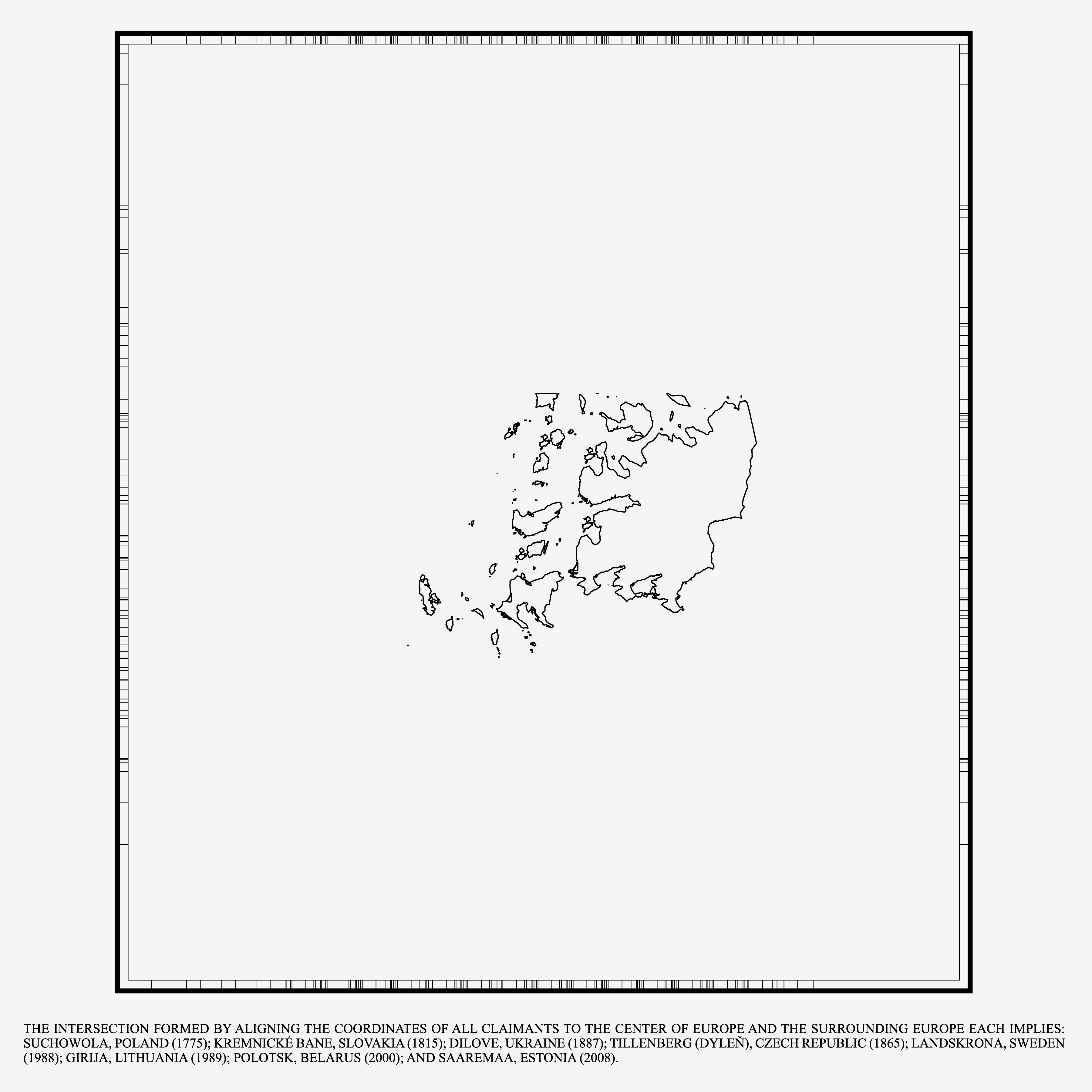 Composite maps reconciling different claimants to the center of Europe.