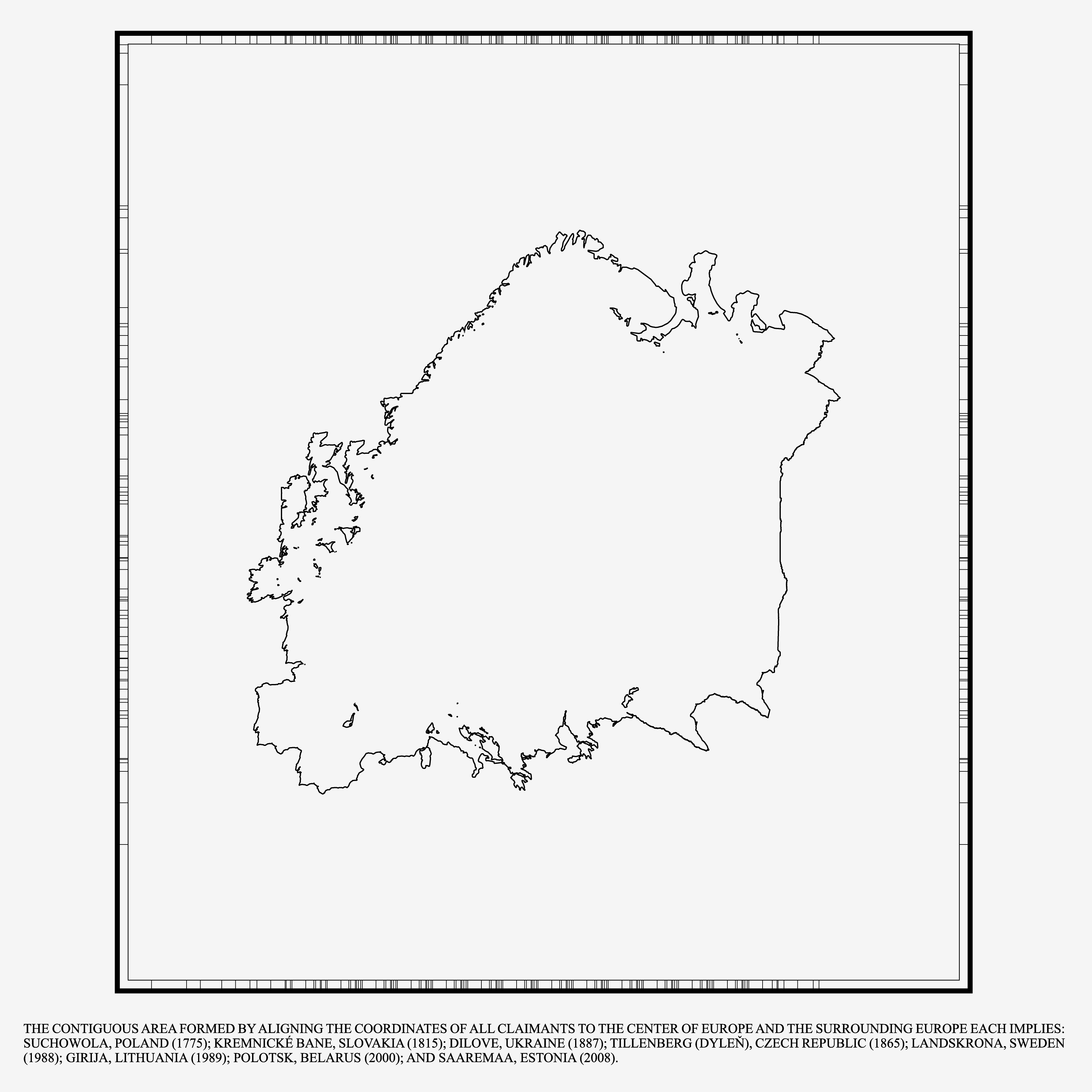 Composite maps reconciling different claimants to the center of Europe.
